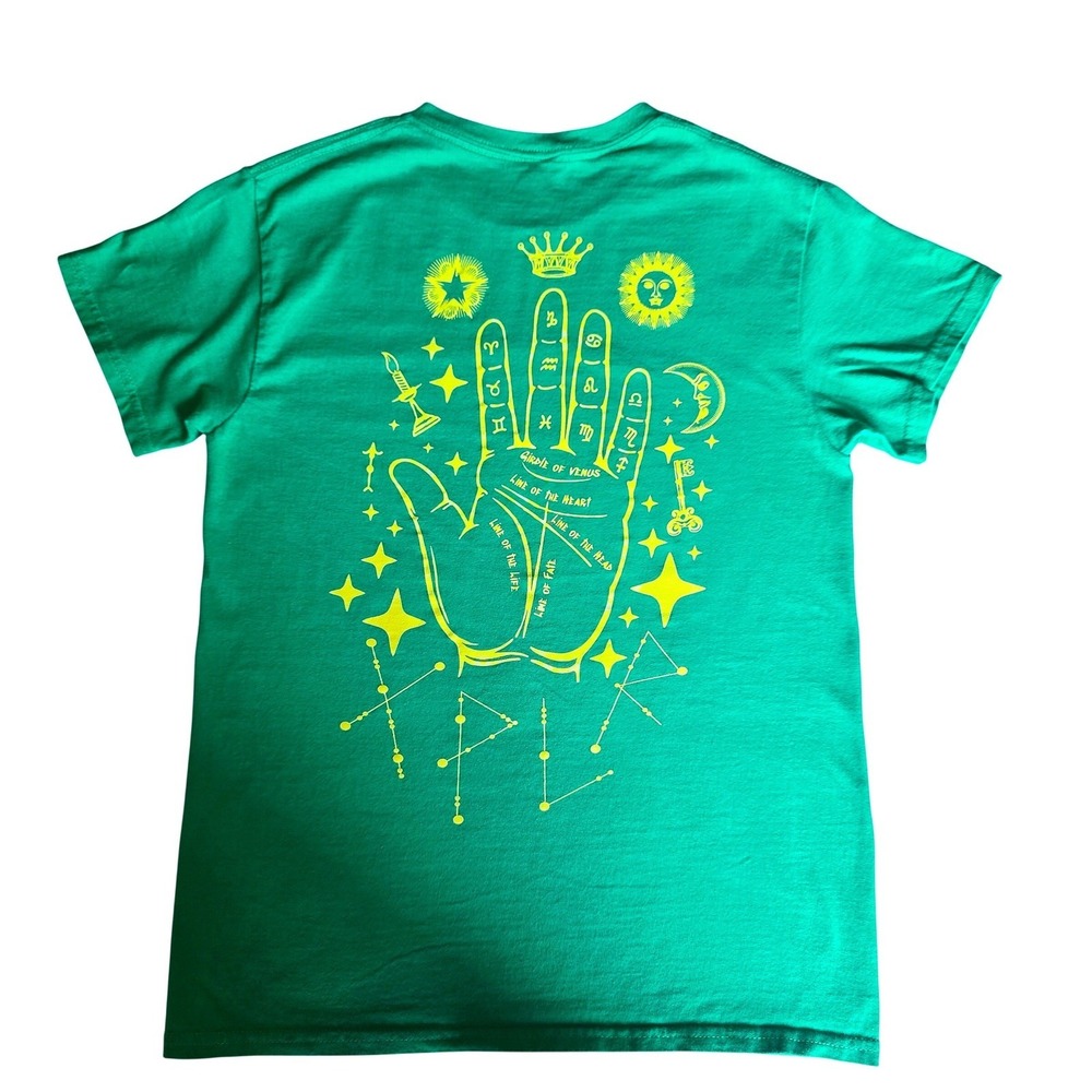 XPLR Palm Reading T Shirt Small S Green Sam and Colby Zumiez Goth Occult‎ Merch